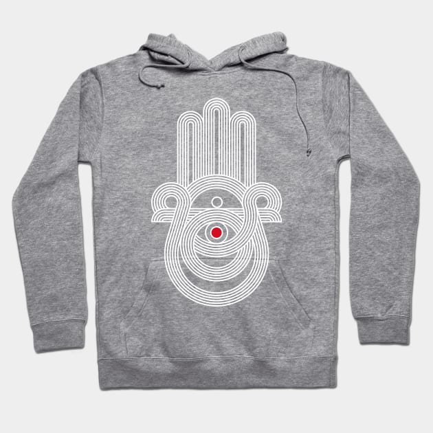 Fatima hand - Red eye version - White Hoodie by ITEMLAB